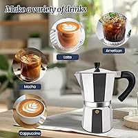 Vista 6 de olla de moka de 12 tazas de aluminio de 600ml, cafetera italiana para estufa, cafetera de expreso para cafeteras moka, percolador de café mocha