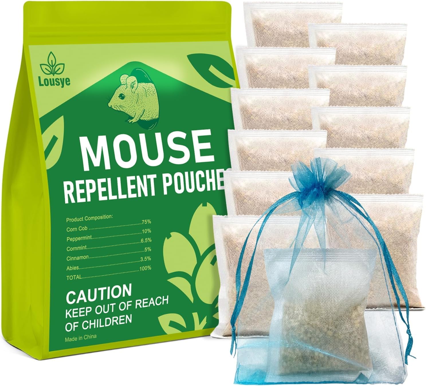12pack Lousye Rodent Repellent, Mighty Mint Mouse Repellent,Environmentally Friendly and Humane Mouse Trap for Home, Car Engines, Pest Control for Indoor (white-12)