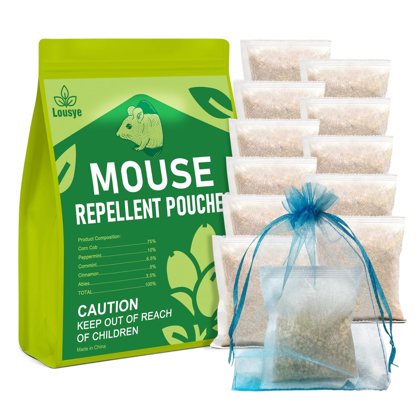 12pack Lousye Rodent Repellent, Mighty Mint Mouse Repellent,Environmentally Friendly and Humane Mouse Trap for Home, Car Engines, Pest Control for Indoor (white-12)