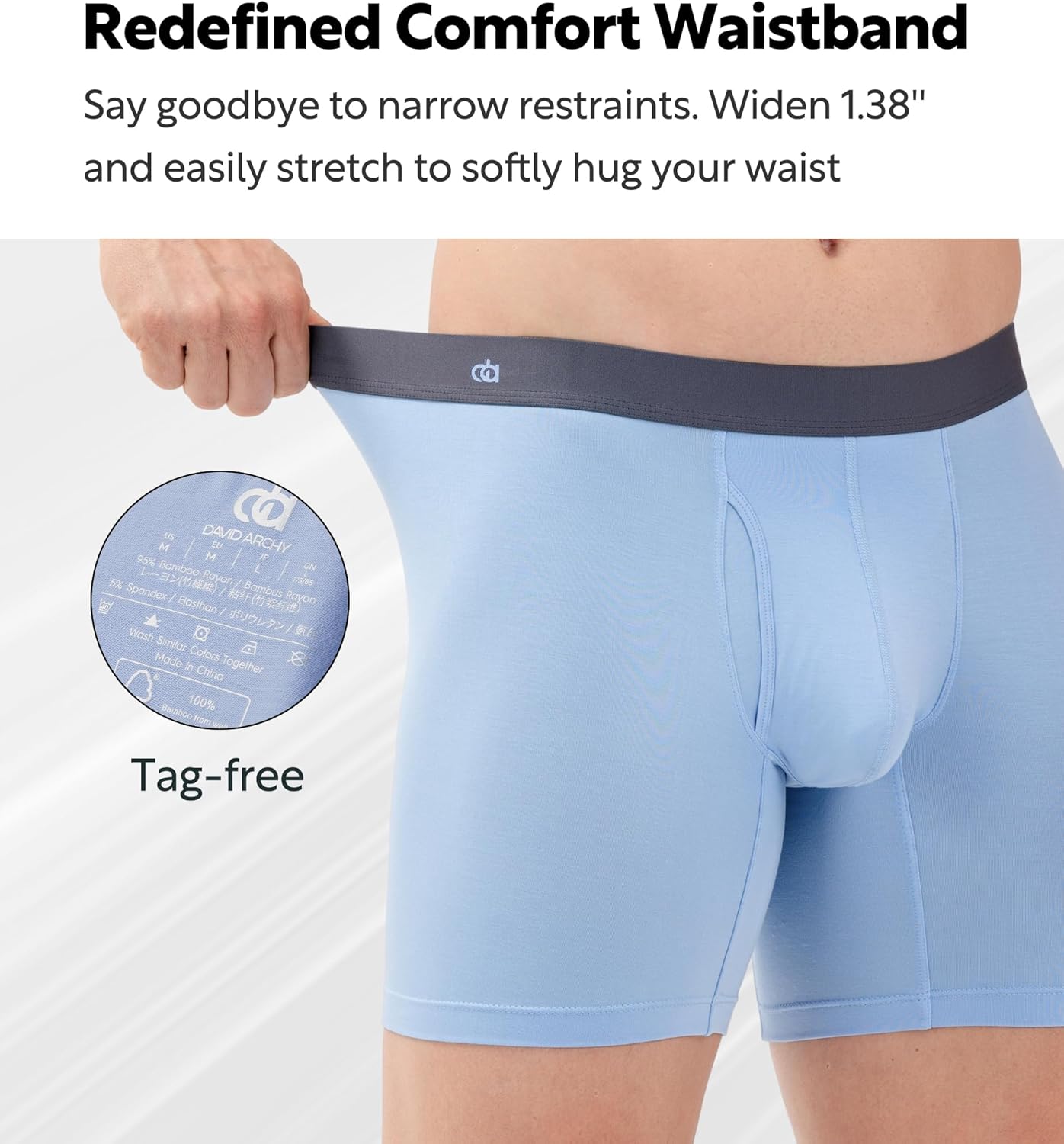 DAVID ARCHY Mens Boxer Briefs Rayon Made From Bamboo Breathable Soft Underwear Support Pouch Underwear for Men 4 Pack - Image 2