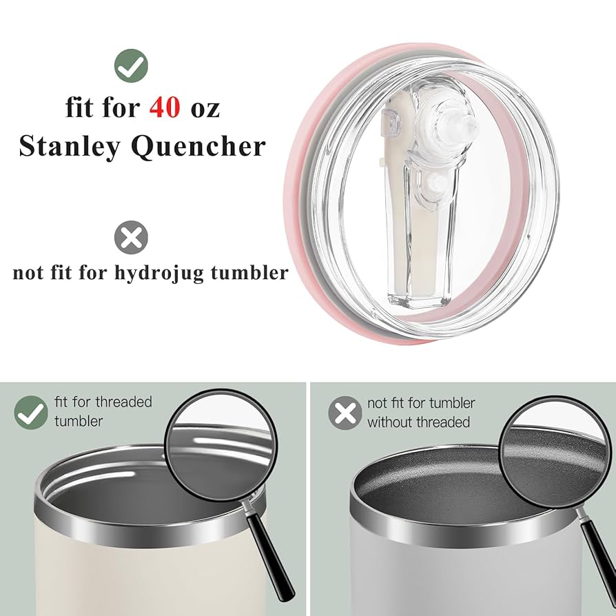 Aazon.co | 2 Pack 40 Oz Tubler Flip Straw Lid Replaceent Fit For Stanley Quencher, Spill