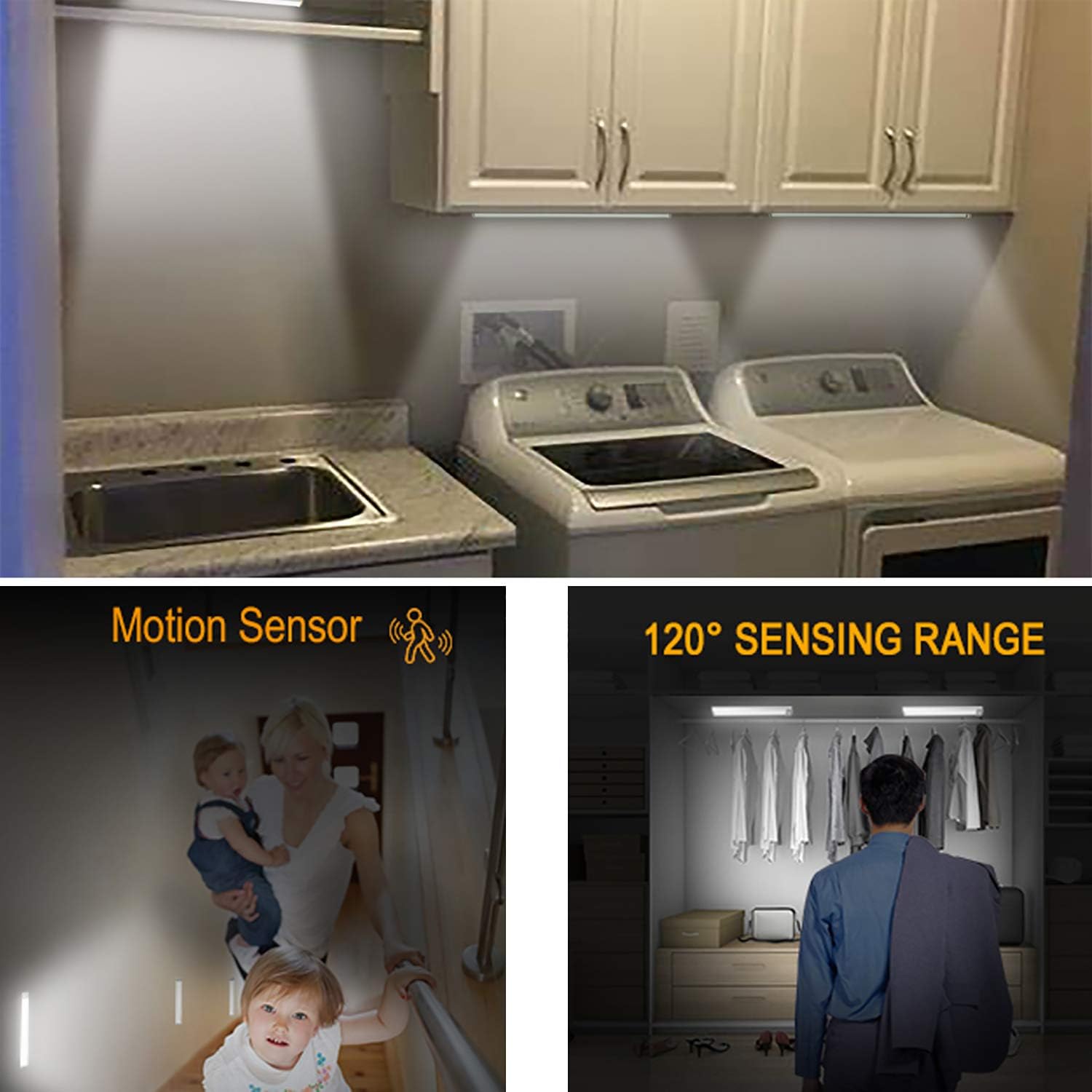 YIGER LED Closet-Light Motion Activated. Ultra Slim Designed Under Cabinet Lights with Light Guide Panel. Fits Well in Closet, Under Cabinet, Wardrobe, Cupboard, Shed, or Anywhere Dark.