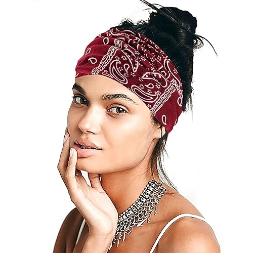 Miniatura 3 de Diademas anchas para mujer, con estampado floral, bohemio, turbante, banda elástica para el cabello, suave turbante grueso, antideslizante, banda