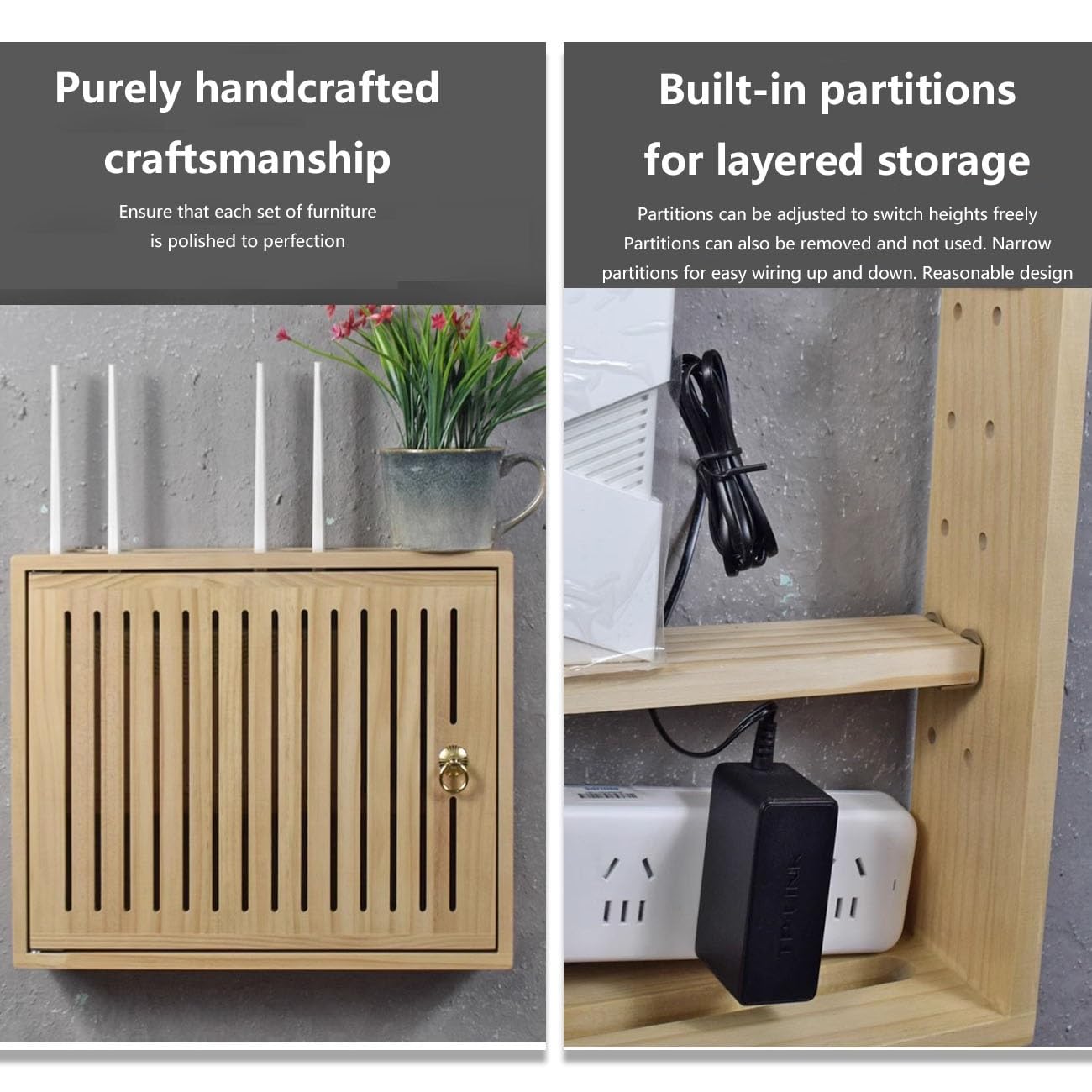 Générique Étagère de Rangement Murale élégante pour routeur et boîtier Wi-FI - Solution de Gestion des câbles pour la Maison et Le Bureau, 50 x 9 x 42 cm, Design épuré et Moderne.