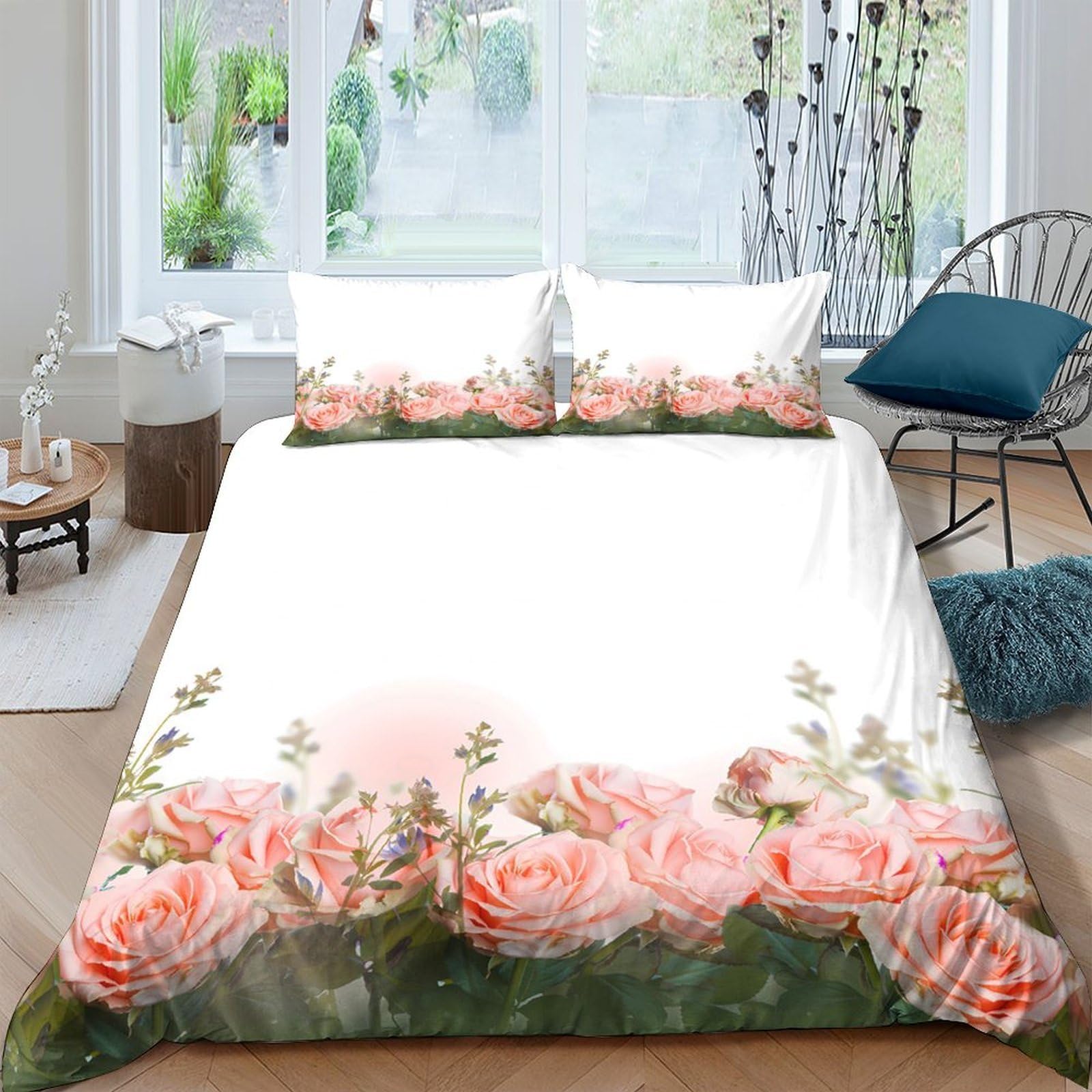 Ctjqhvkz Style-9 3D Printed Pink Peony Bloom Fitted Sheet Microfiber Soft Floral Mattress Cover Bedroom Guest Room Decor Single（135X200cm）