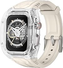 Delidigi Custodia con Cinturino in TPU Compatible con Apple Watch Serie 9/8/7(45mm) iWatch Serie 6/5/4/SE/SE2(44mm), Fascia Sportiva da Uomo All'aperto