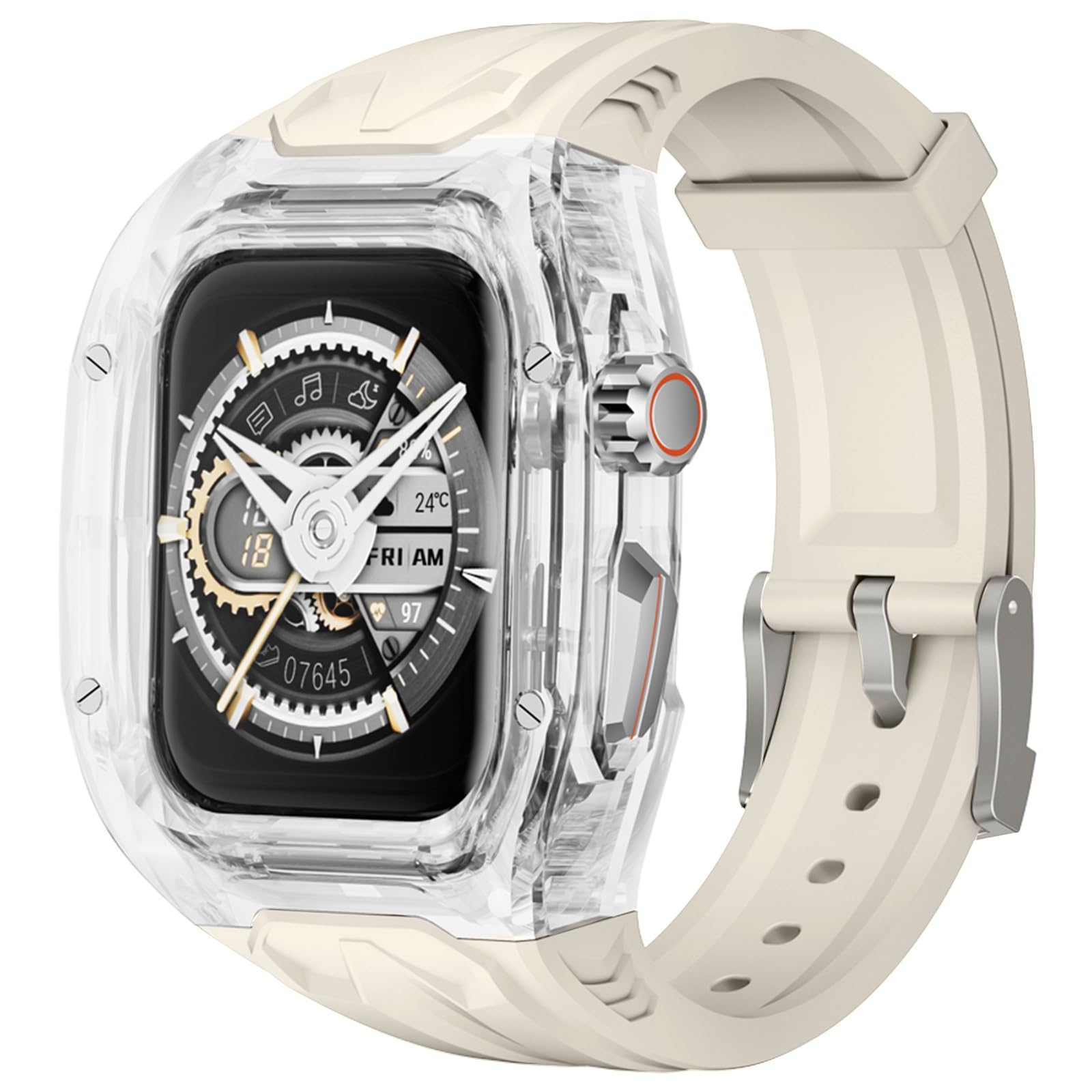 Delidigi für Apple Watch Armband mit Gehäuse Serie 9/8/7 41mm 6/5/4/SE 40mm | Robustes Stoßfestes Sportarmband mit Durchsichtiger PC Stoßschutzhülle, kompatibel mit Apple Watch Serie 9/8/7/6/5/4/SE3 2 1