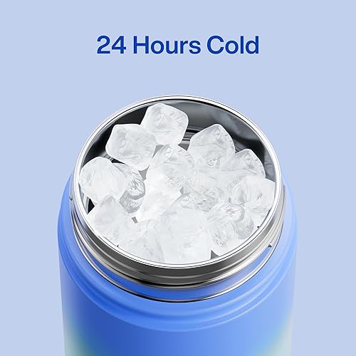 Miniatura 866 de ENCOOL Botella de agua aislada con popote, de acero inoxidable, a prueba de fugas, sin BPA, al vacío de doble pared que se mantiene fría durante 24