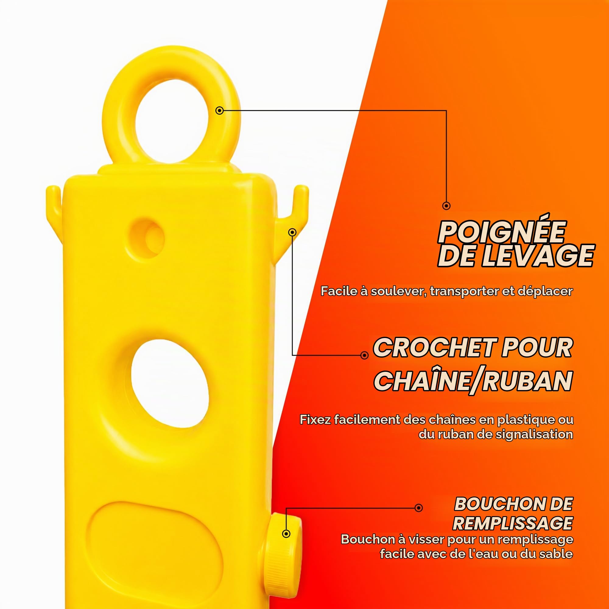 Berry Barrière mobile extensible – Jaune et noir – Barrière pliable en plastique de 2,5 m, barrière portable réfléchissante, barrière temporaire pour la sécurité des piétons, événements, écoles