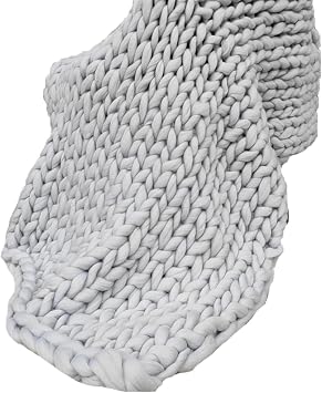 BBPM Hand Knit Weighted Blanket Sustainable Breathable Chunky Knit Blanket Knitted Weighted Blanket Handmade Chunky Knitted Weighted Throw Blanket,Silver,60x80cm/23x31in