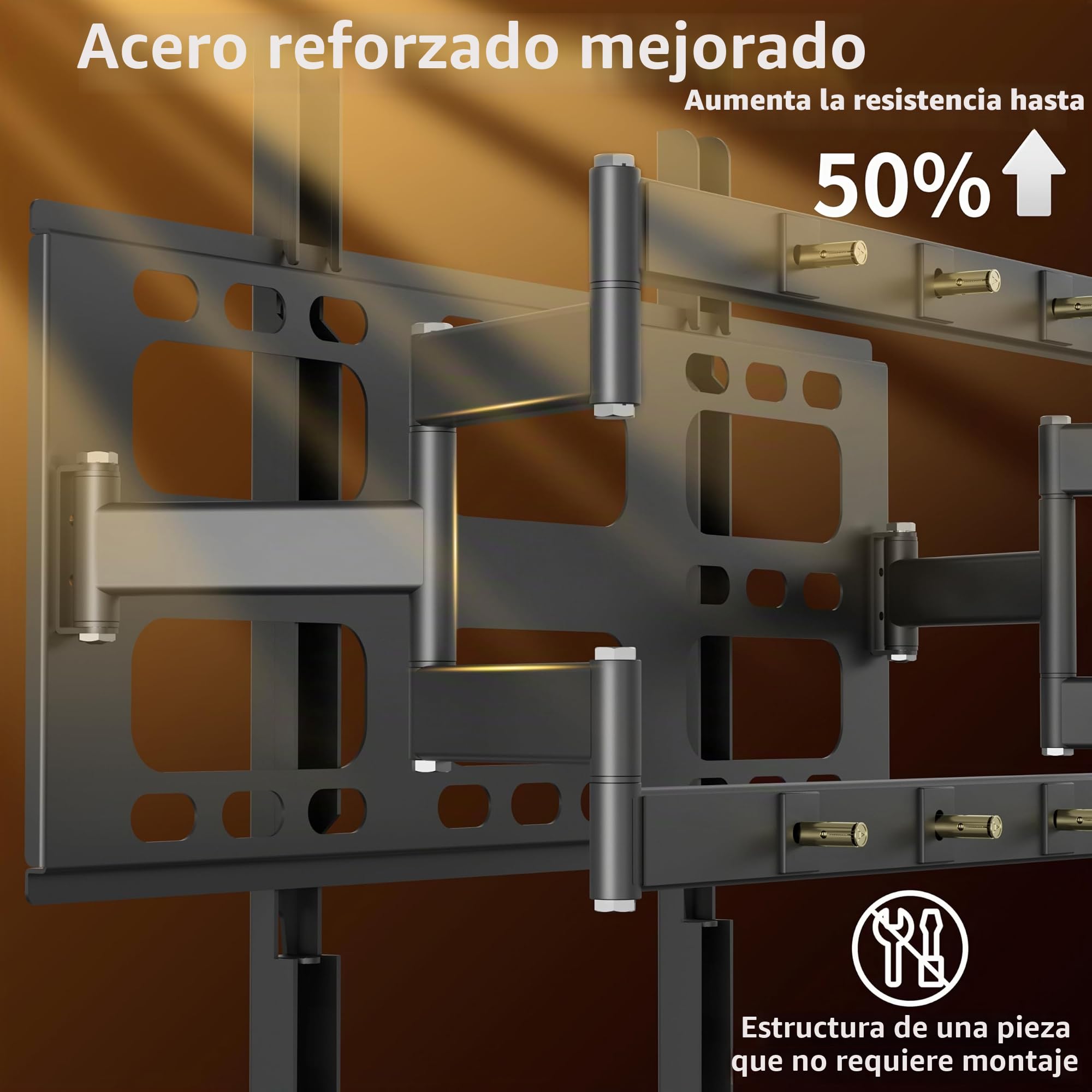 UNHO Soporte TV Pared Extensible 55-100 Pulgadas | Doble Brazo Extensible y Giratorio de Acero Aleado Giro lateral 30°, Carga Máxima 120 kg, VESA 200x200 - 800x600 mm