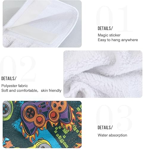 Miniatura 5 de Graffiti - Juego de toallas de mano colgantes para cocina, joystick vintage, absorbente con lazo, 2 piezas, juegos de ropa de cocina para baño,