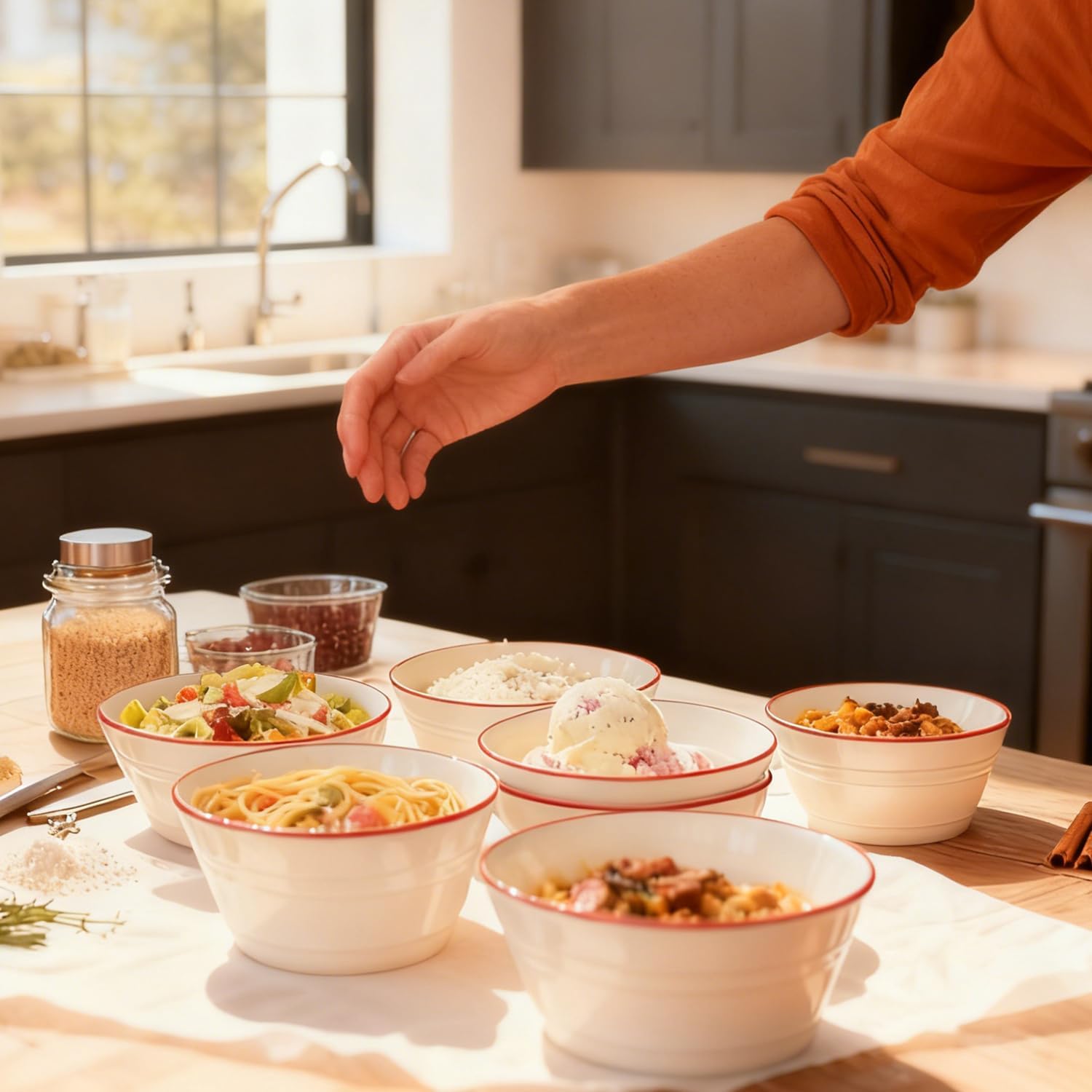 Ceramic Bowls Set of 6, 27oz Deep Soup Bowls for Kitchen Large 6 Inch Bowl for Oatmeal, Cereal,Pasta, Fruit, Salad, Ramen, and Rice Dishwasher & Microwave Safe