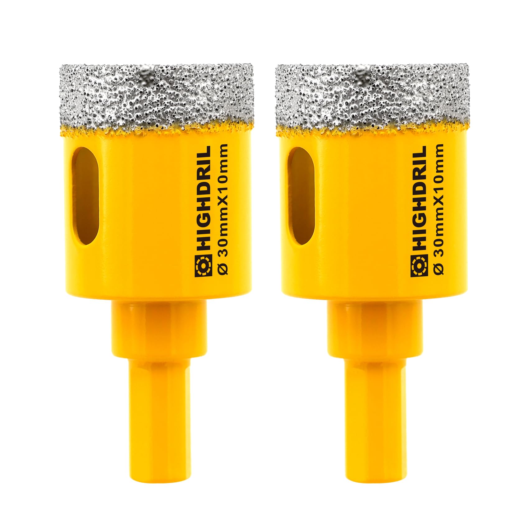 Dry Diamond Core Drill Bit,HIGHDRIL 2pcs Diameter 30mm 1-1/7" with Triangle Shank Vacuum Brazed Hole Saw for Concrete Granite Marble Glass Porcelain Tile Masonry Brick — image 1
