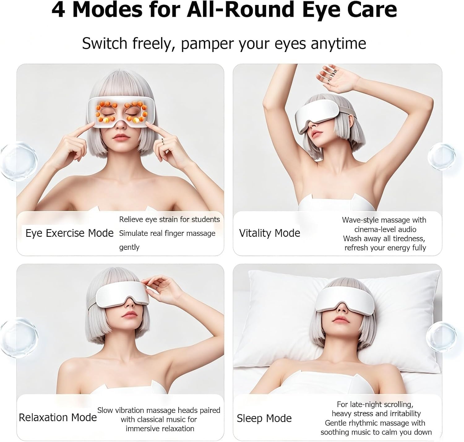 Masajeador Ocular Con Calor, Máscara Térmica Para Los Ojos, Aparato Eléctrico De Cuidado, Puntos Acupuntura Térmicos Silicona, Fatiga, Sequedad, Tensión En La Cabeza;