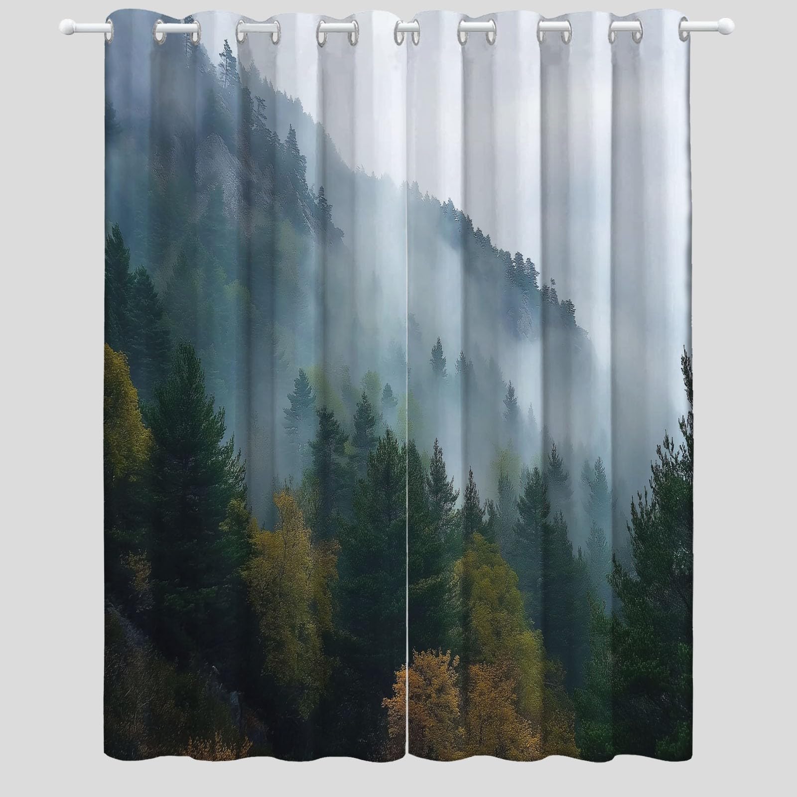 Zasłona zaciemniająca natura krajobraz głębokiego lasu nowoczesny kolorowy nadruk termiczny zasłony do sypialni salonu wnętrza z oczkami 70 l x 240 H cm (2 panele) Zasłony i zasłony