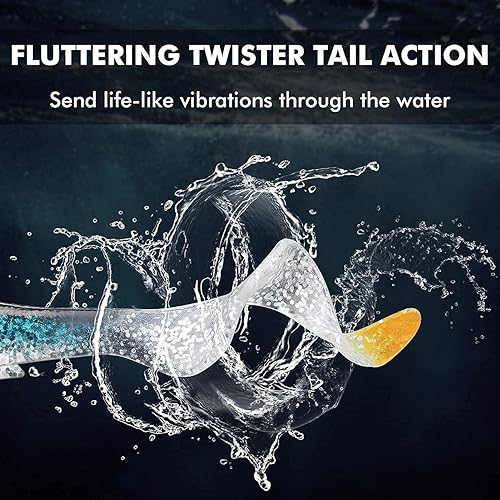 Miniatura 3 de GOTOUR Señuelos de pesca suaves pre-aparejados, señuelos de lubina sin malas hierbas, cebos de natación para agua dulce y salada, cebos de cola de