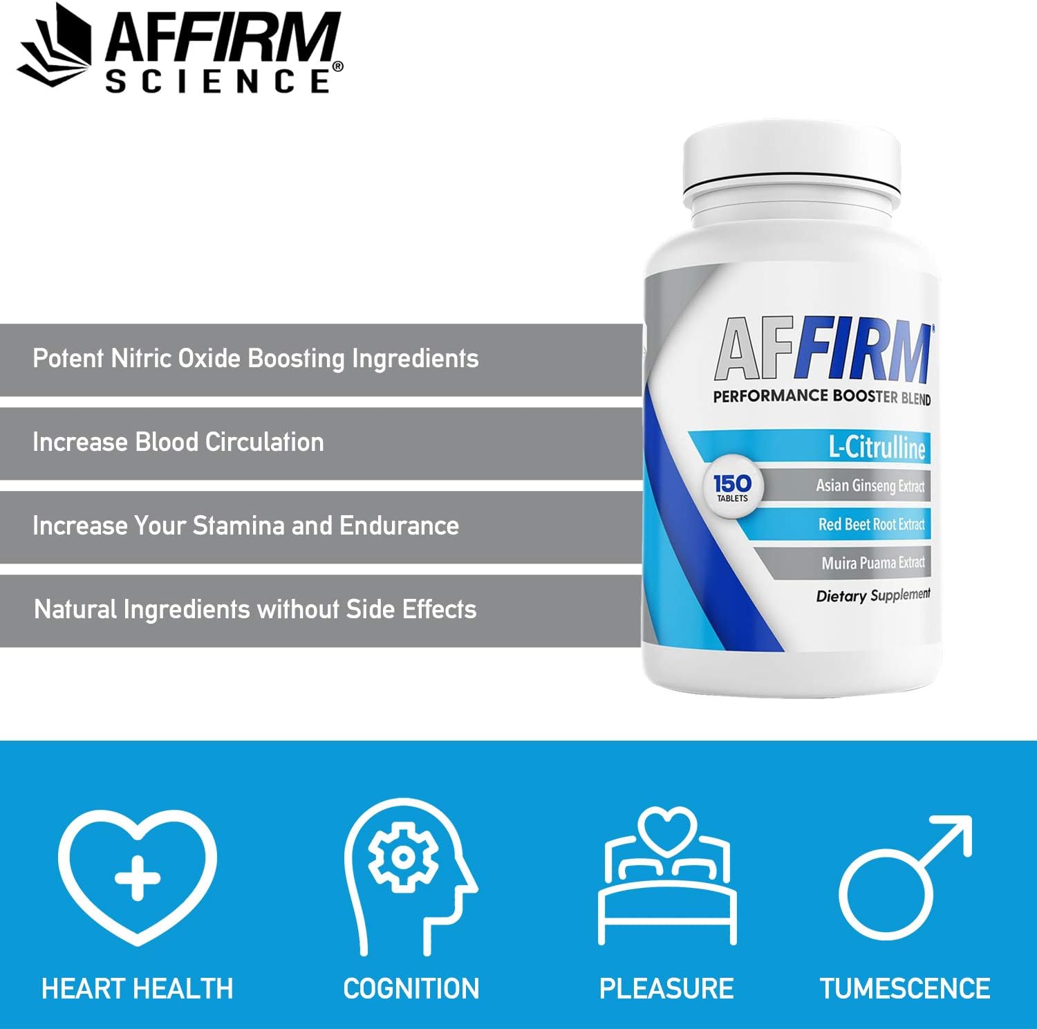 AFFIRM Science AFFIRM L-Citrulline Dietary Supplement 750mg 150 Tablets (75 Day Supply) | Nitric Oxide Booster| Created by Dr. Judson Brandeis
