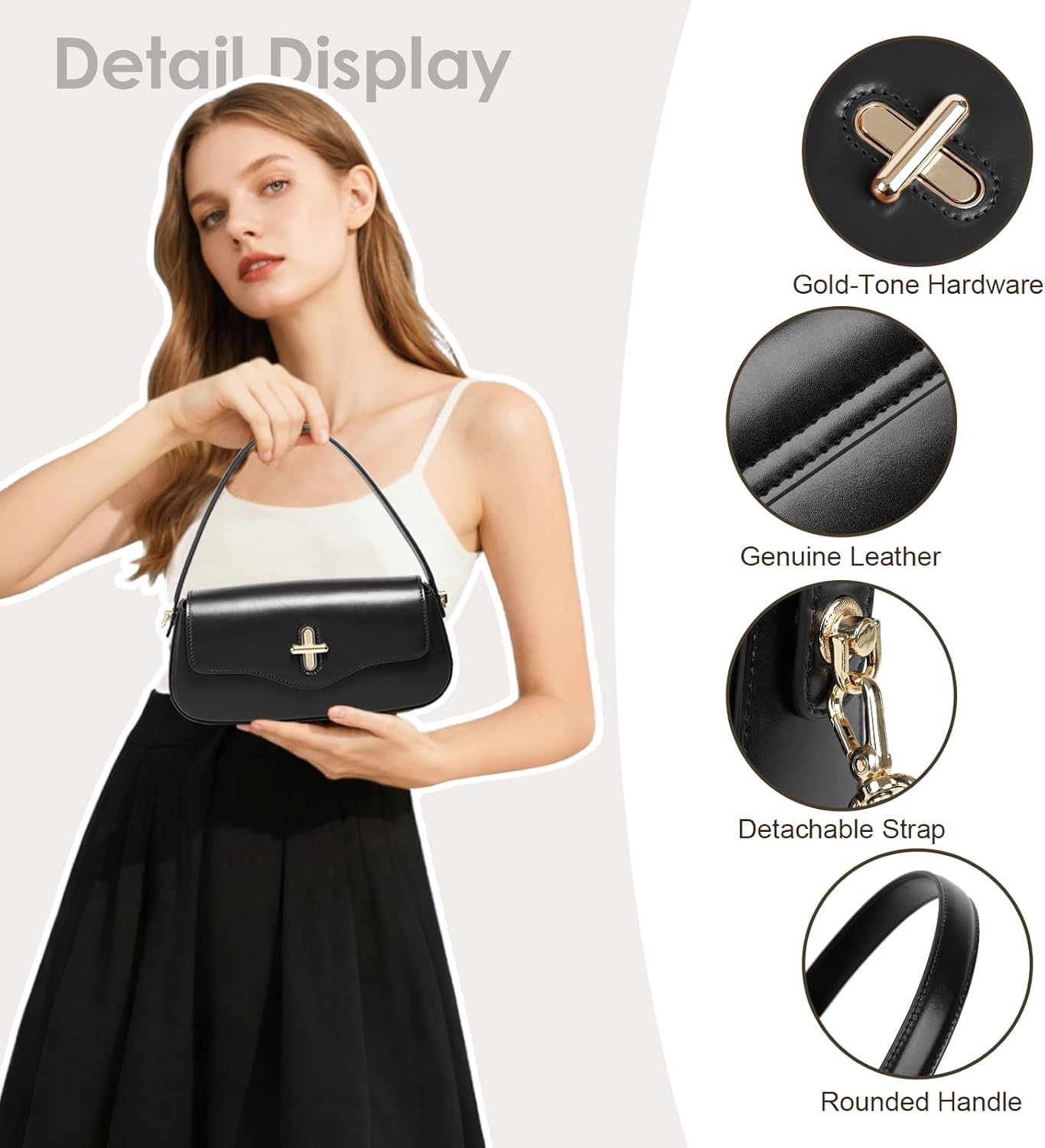 Leather Crossbody Bags for Women, Genuine Leather Purses and Handbags with Adjustable Strap, Top Handle - Image 4