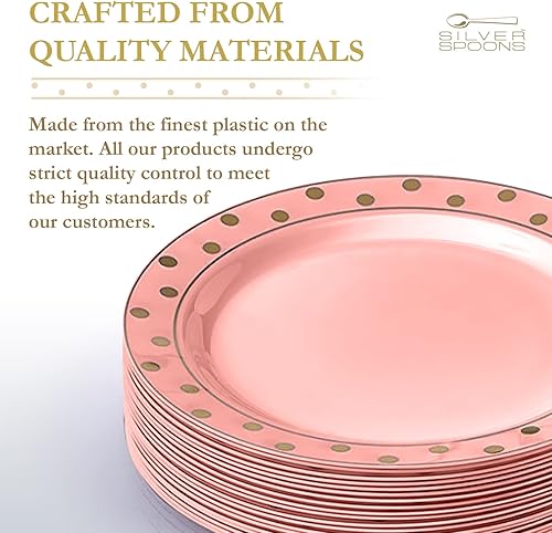 Miniatura 5 de Elegantes platos desechables para fiestas  (24 piezas) juego de vajilla desechable resistente de 10.25 pulgadas, platos de plástico de comedor finos