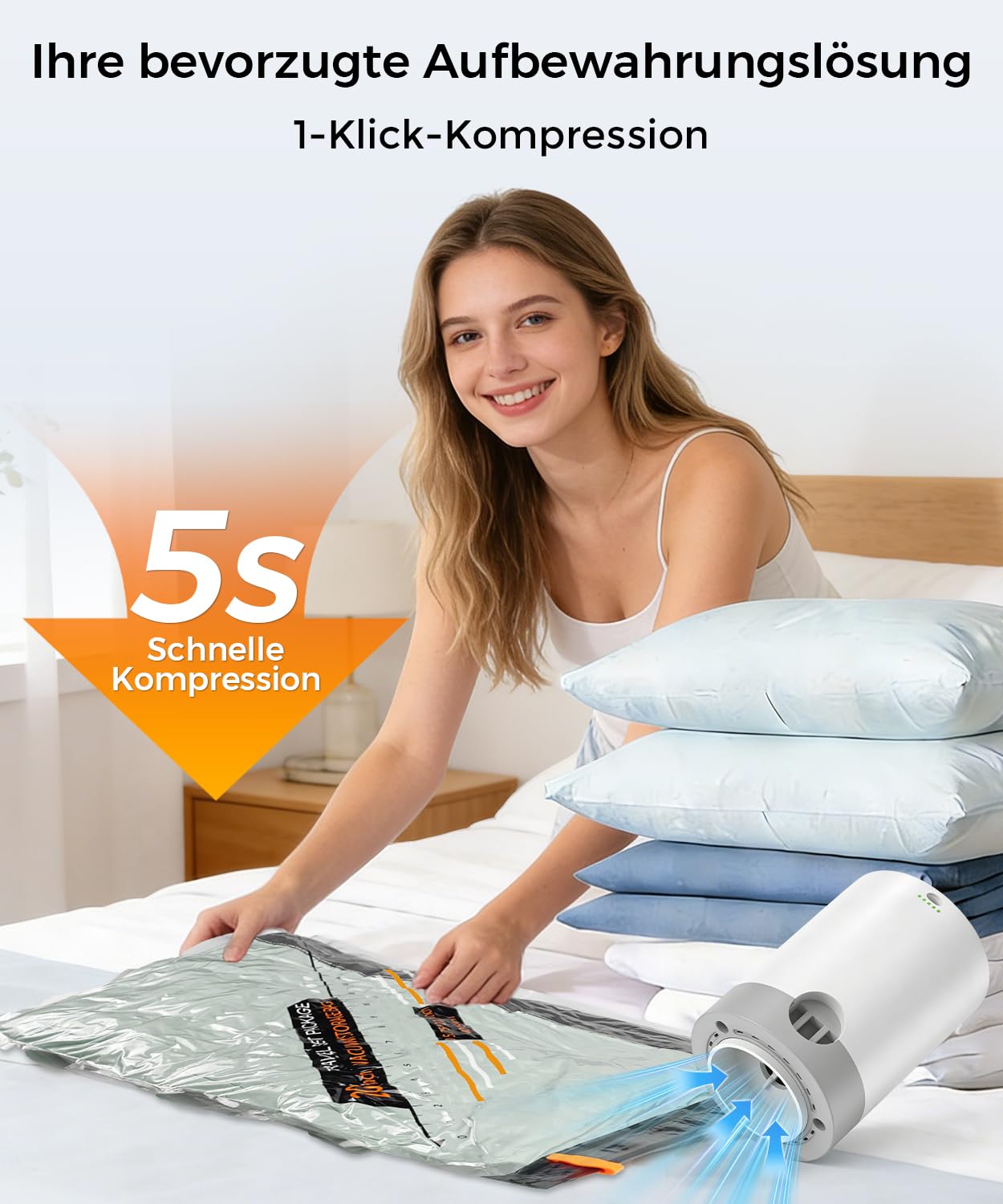 BOYUNSHI Vakuumbeutel für Kleidung Reise mit Kabelloser Vakuumpumpe, 20 Stück (8x 40x54cm, 8x 47x64cm, 4x 54x74cm), Platzsparende Vakuumierbeutel für Reisen, Koffer und Aufbewahrung