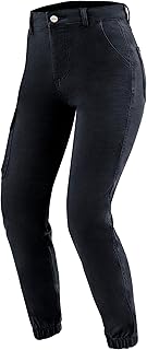 OZONE MOTO Jane Lady Motorradjeans Damen | Aramidfaser Futter | Knieprotektoren Stufe 2 | Taschen für Hüft und Steißbeinprotektoren | Cargotasche | Jogger Fit