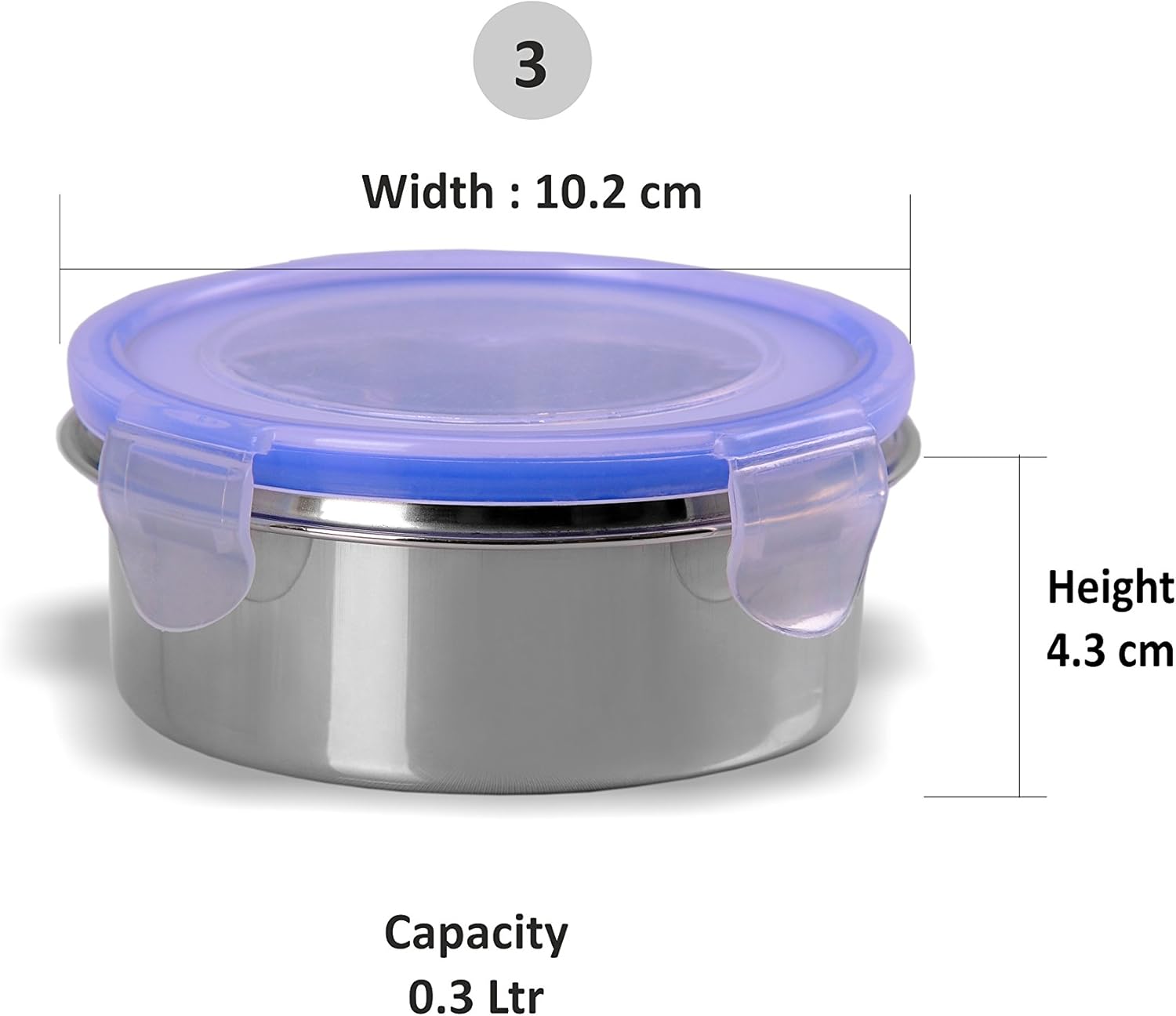 Sumeet Stainless Steel Airtight Containers with Leak Proof Lids, Set of 4, BPA Free, Odourless, Dishwasher Safe, Ideal for School and Office, 300ML Capacity Each, Food Grade Silicon Seal