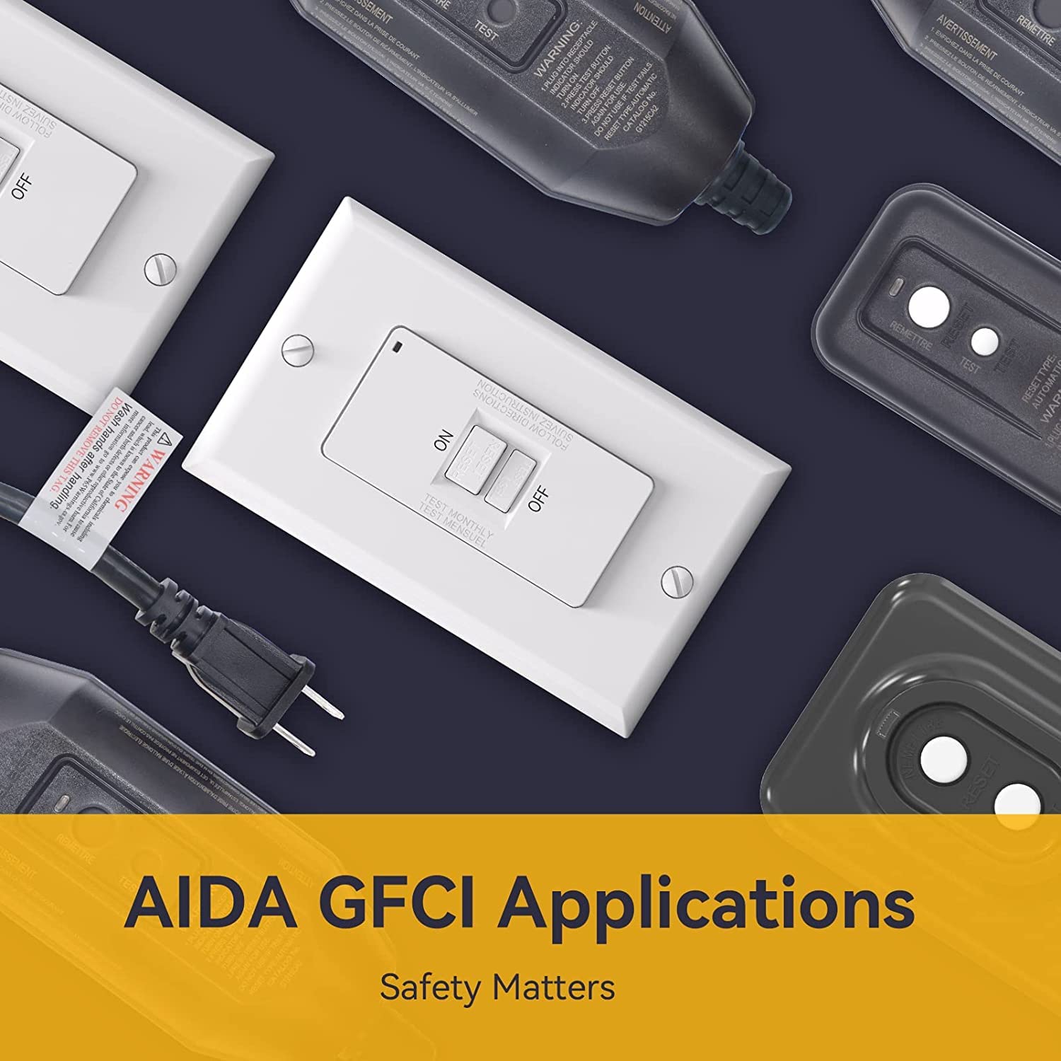AIDA Blank Face GFCI, 20 Amp, Self Test, LED Indicator Light,Provides GFCI Protection,White GFCI Outlet 20 amp, 20 Amp GFCI Outlet UL Listed,Back &Side Wire (White, 6 Pack)