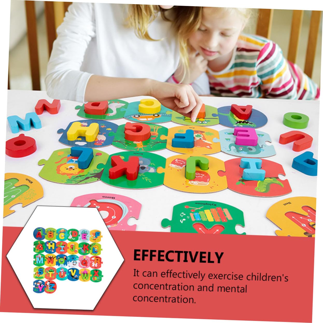 BESPORTBLE Educativo de Cartas y Puzles de Madera para Aprendizaje de Letras y Palabras Inglés Juguetes Interactivos para Niñas Didáctico Seguro y Pulido para Desarrollo Temprano