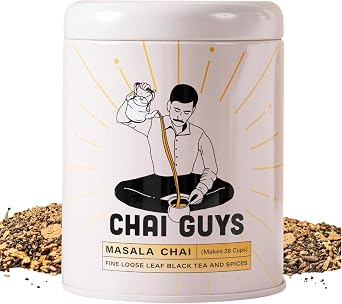 Masala Chai Tea   CTC BOP Loose Leaf Blend with Cinnamon, Ginger, Cardamom & Cloves   Spiced Indian Tea, Enjoy Hot, Cold, or as a Chai Iced Latte, 200g   Chai Guys