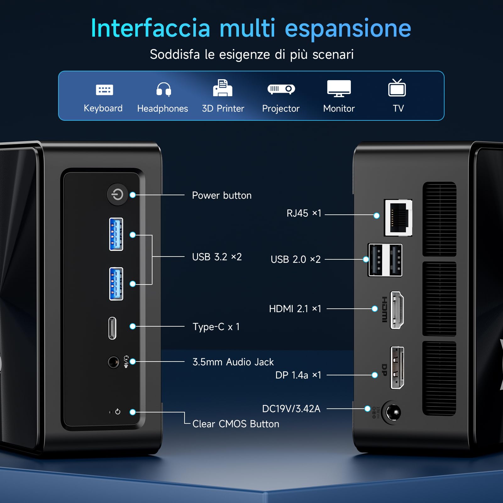 BMAX Mini PC B9Power, Intel Core i9 12900H, 24 GB LPDDR5, 1 TB NVMe SSD, 14 Core/20 Thread Desktop PC, HDMI 2.1/USB-C/DP 1.4a, RJ45 LAN, 4 porte USB, Wi-Fi 6 Gaming PC