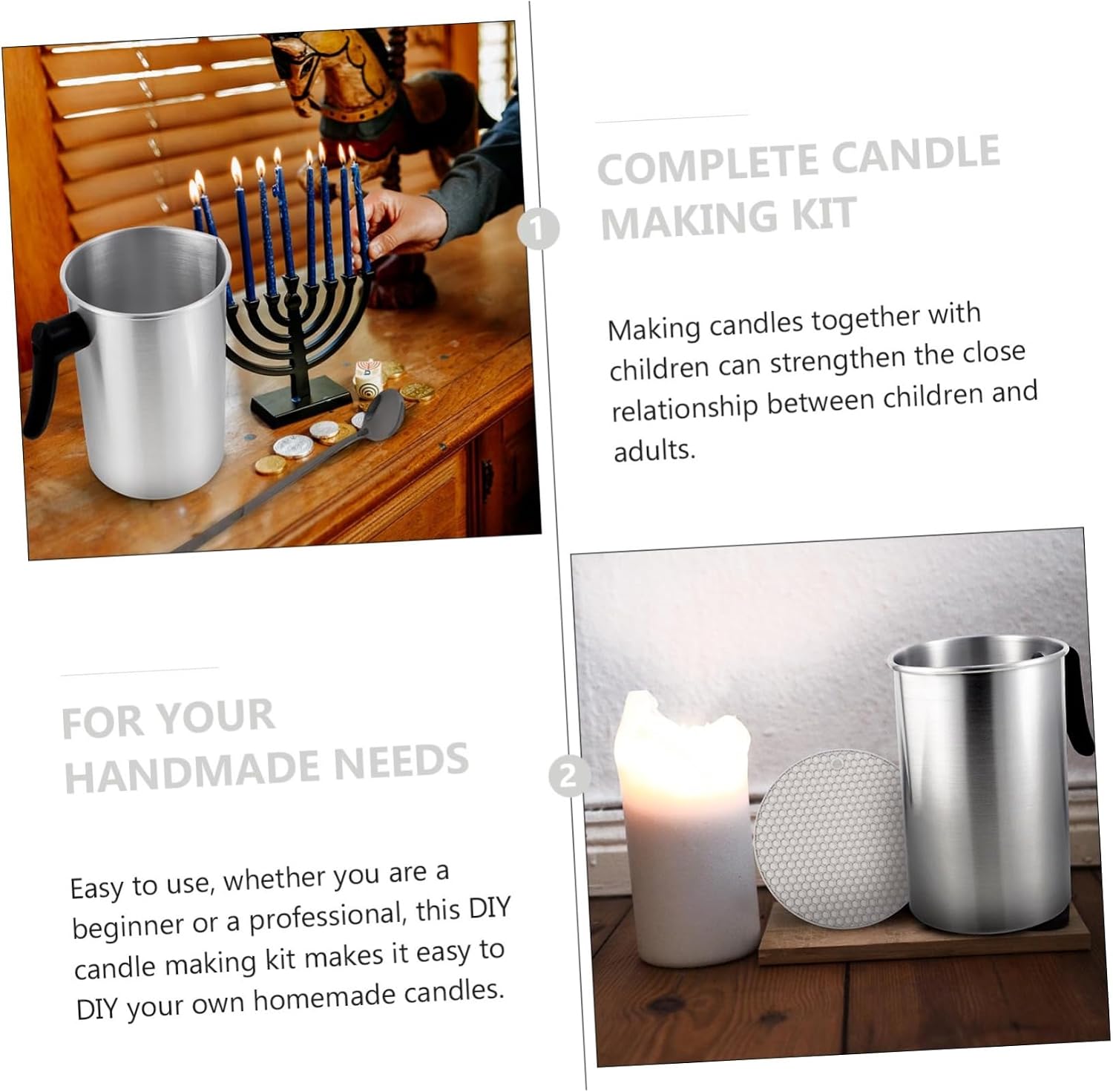 VILLCASE Stainless Steel Candle Making Melt Pot DIY Kit for Beginners