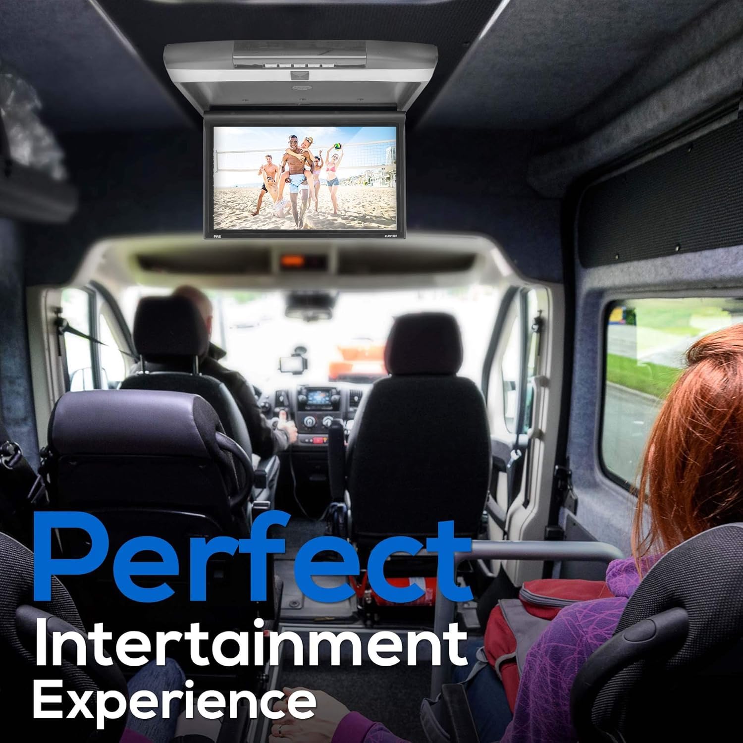 Pyle Schermo per Auto 39,6 cm, Monitor Ribaltabile, Monitor Auto Alta Risoluzione 1680 x 800 Widescreen, IR/FM, USB/SD, HDMI, AV, Altoparlante Stereo, Montaggio Tetto Auto
