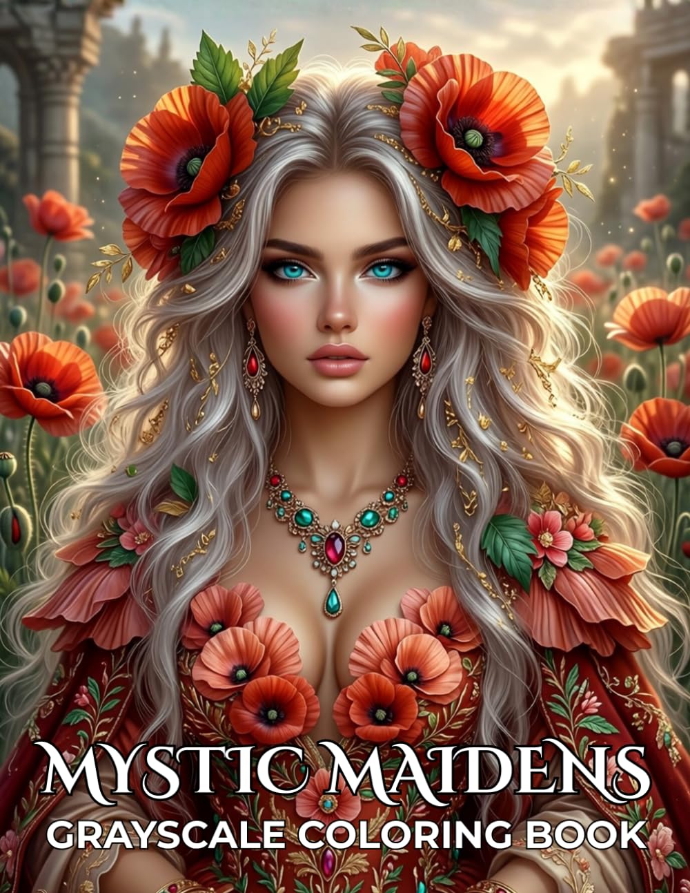 Mystic Maidens: Grayscale Coloring Book for Adults with Fantasy Maidens, Enchanted Realms, 42 Mystical Queens and Magical Portraits
