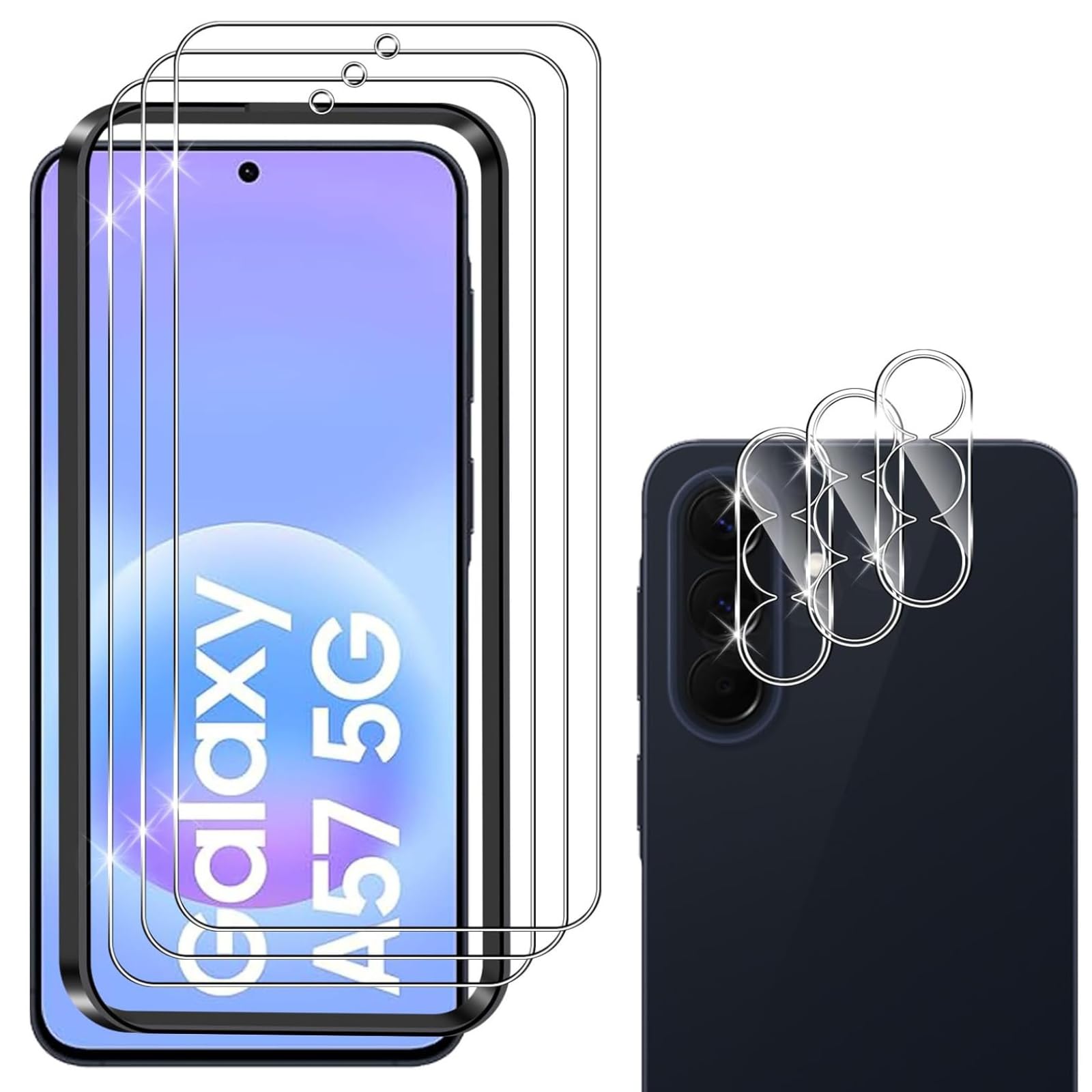 Wayneer für Samsung Galaxy A57 für Panzerglas,3+3 Stück Panzerfolie