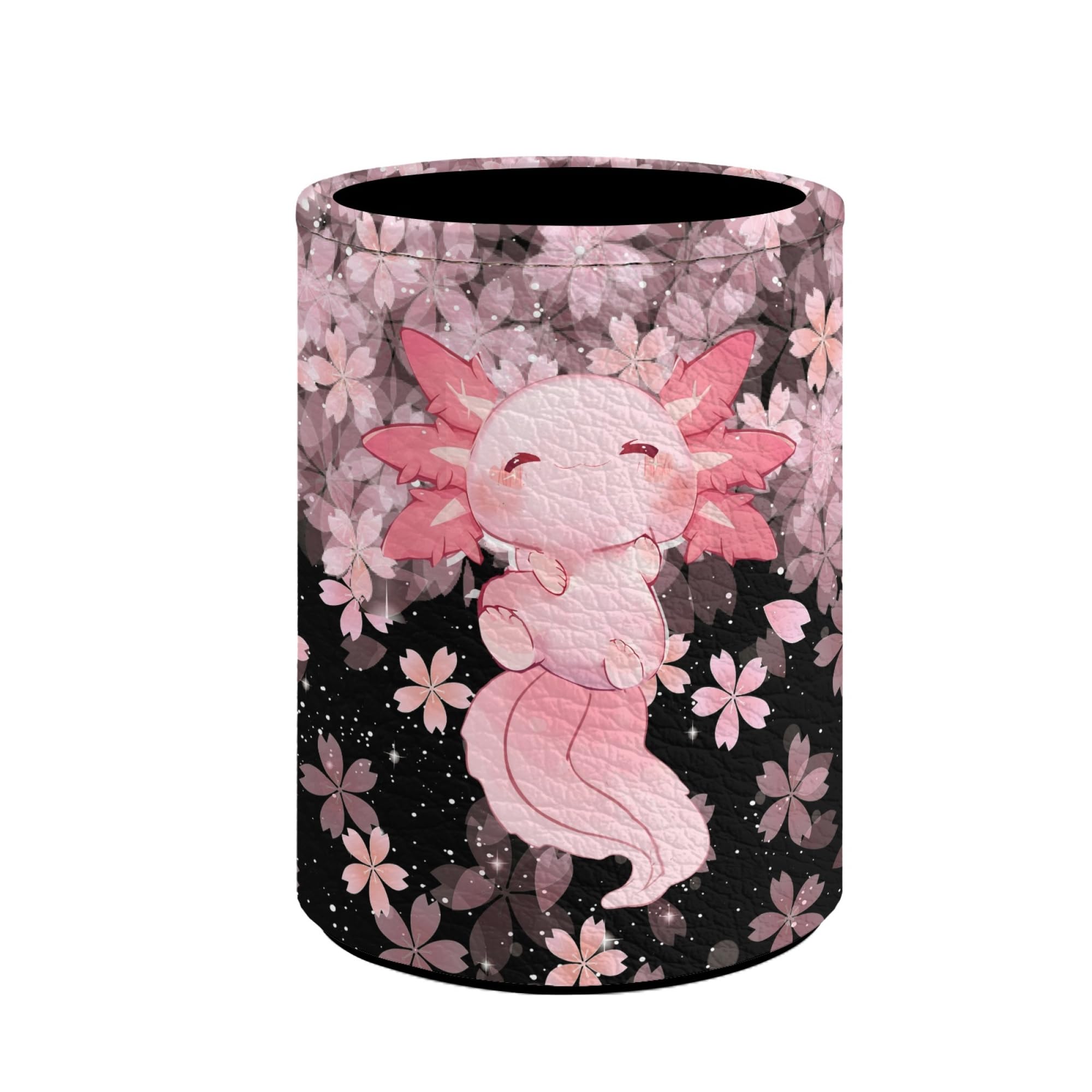 Upetstory Cute Axolotl Pencil Holder Sturdy Pen Cup Pot Remote Desk Accessories Cherry Blossom Makeup Brush Holder for Women Teen Kids Desk Table — image 1