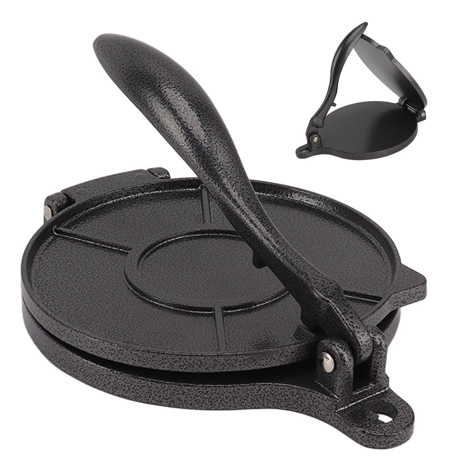 Prensa de tortilla de aluminio, fabricante de tortillas de harina, prensa para tortillas para uso en la cocina, uso doméstico (16 cm, negro)