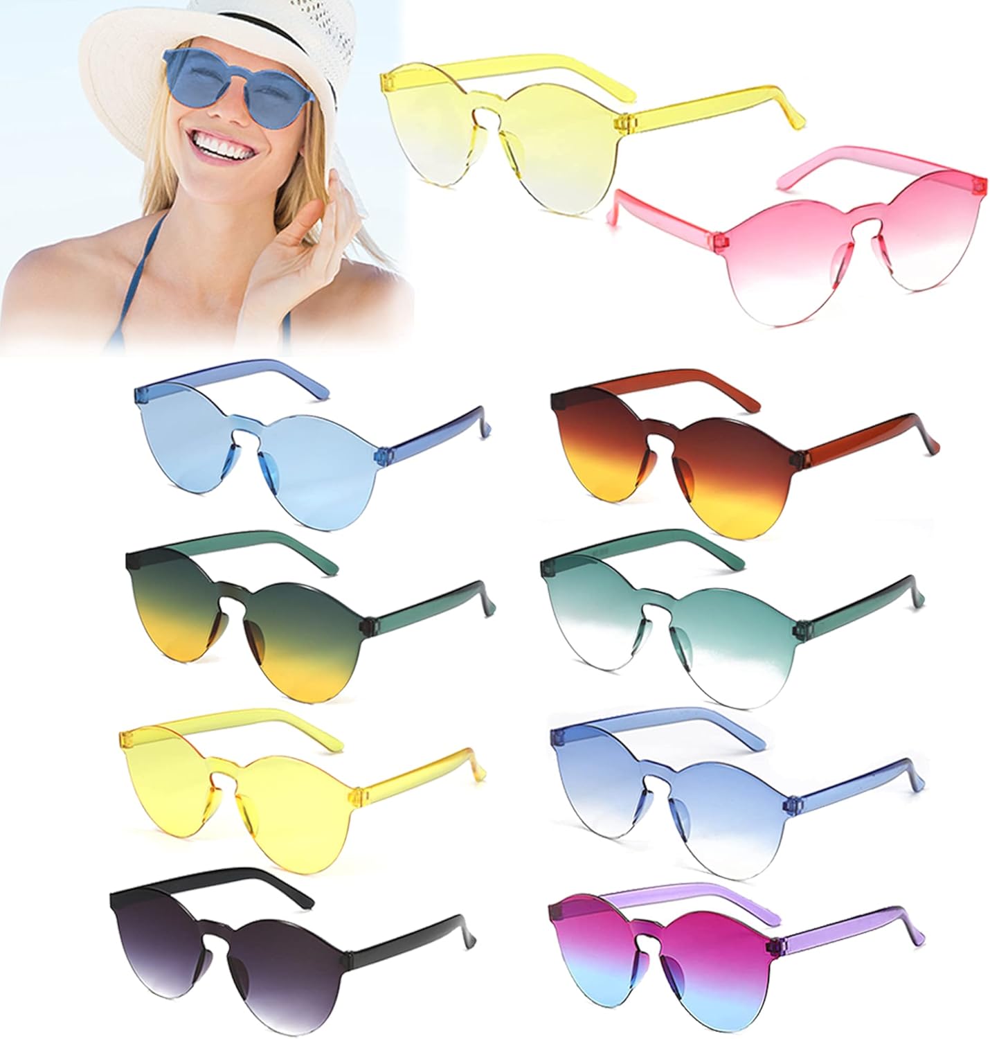 Occhiali Da Festa Colorati - 10 Pezzi, Stile Retro, Lenti Trasparenti, Per Party E Divertimento - Foto 11