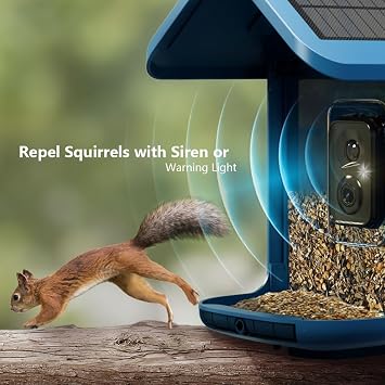 Smart Bird Feeder with Camera Solar Powered, 2K Live Stream for Backyard | 5MP Photos, AI Bird Species Identification, Auto Alert & Record, 1.8L Capacity, Bird Watching Gifts for Mom Dad Bird Lover