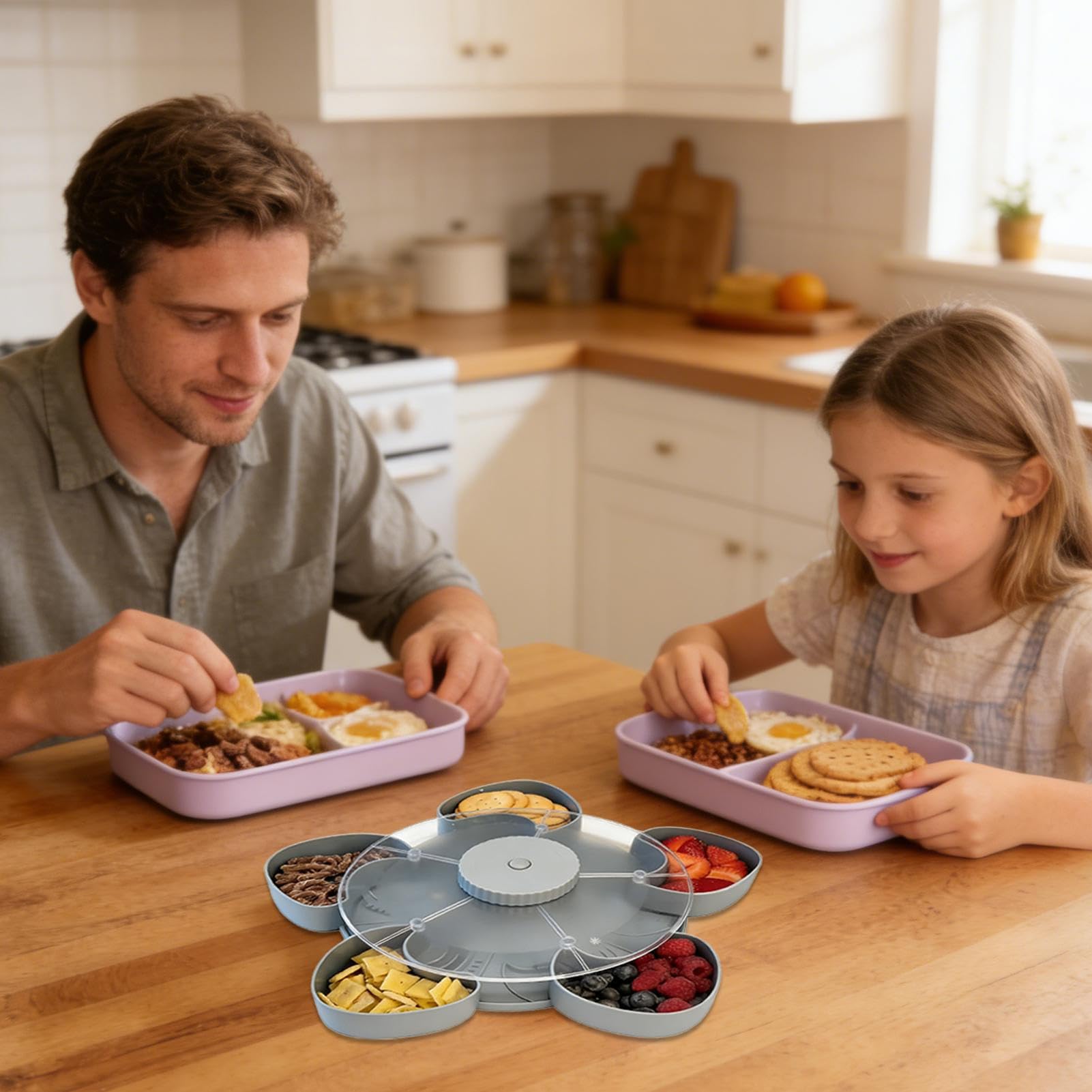 Conteneur à collations compartimenté Assiette tournante avec couvercle pour