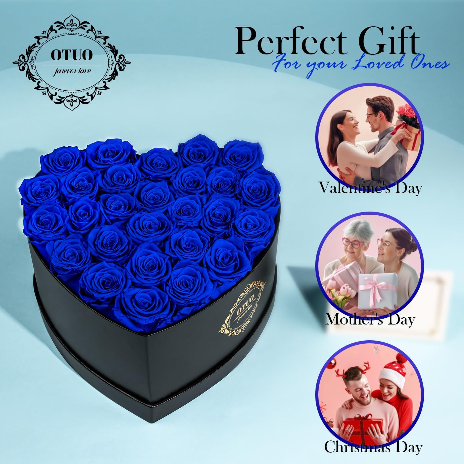 27 Preserved Roses in Heart-Shaped Box, Flowers for Delivery Prime Last up 2 Years, Real Forever Flowers for Wife, Girlfriend, Mother, Eternal Roses for Anniversary - Blue - Image 5