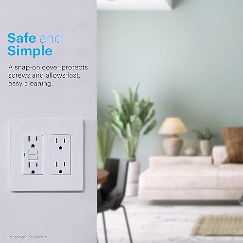 Miniatura 5 de Power Gear Placa de pared sin tornillos doble basculante, 4.7 x 0.2 pulgadas, cubiertas de tomacorrientes, placa de pared para interruptor de luz,