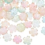 PATIKIL 200Pcs 19mm Perles de fleurs acryliques, cerise Blossom Gradient Or-Plated Floral Perles charme pour la fabrication de bijoux Bracelet Collier Boucles d'oreilles DIY Artisanat, Rose Rouge