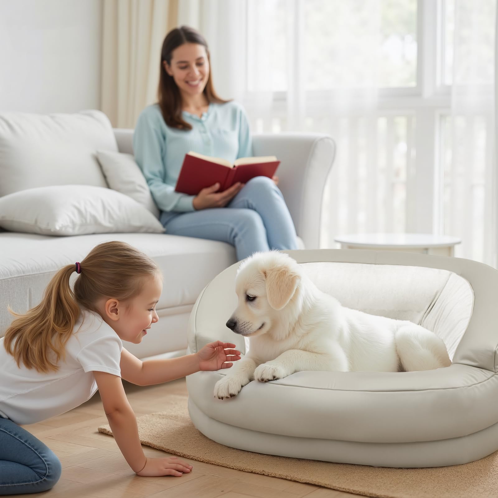 Sofá para Perros, Cama Sofá para Perros Medianos a Grandes de hasta 27kg, Camas para Perros con Diseño de Recinto Profundo de Pared Alta, Sofá para Mascotas con Funda Extraíble Lavable y Parte