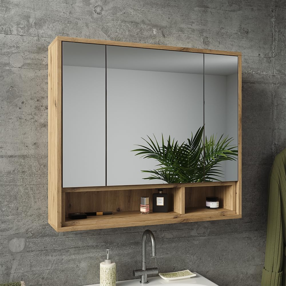 Vicco armadietto con specchio Beatrice, Cachemire/Rovere artigianale, 80 x 72 cm