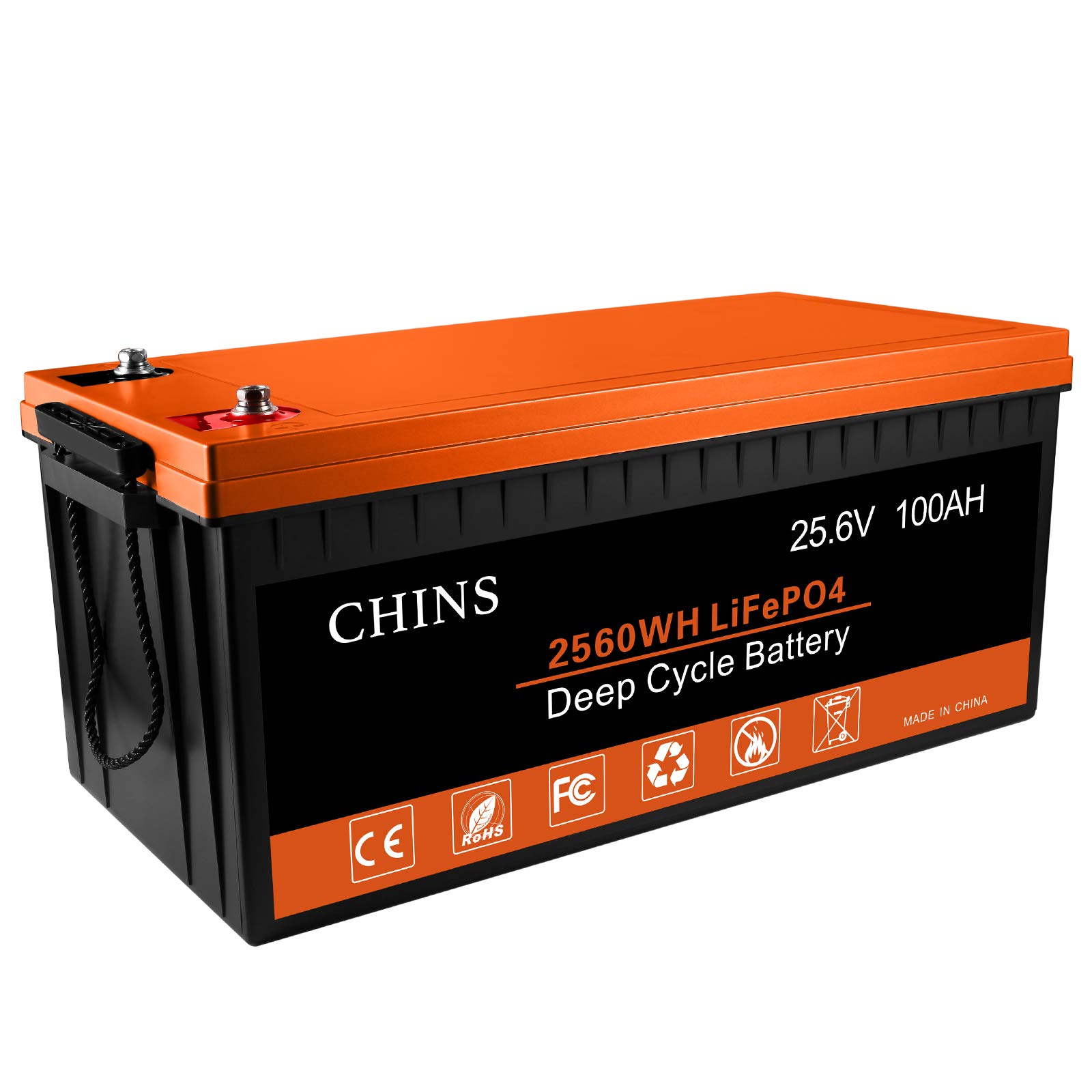 24V 100Ah Lithium Battery, Built-in 100A BMS, 2000+ Cycles, Each Battery Can Support 2560W Power Out