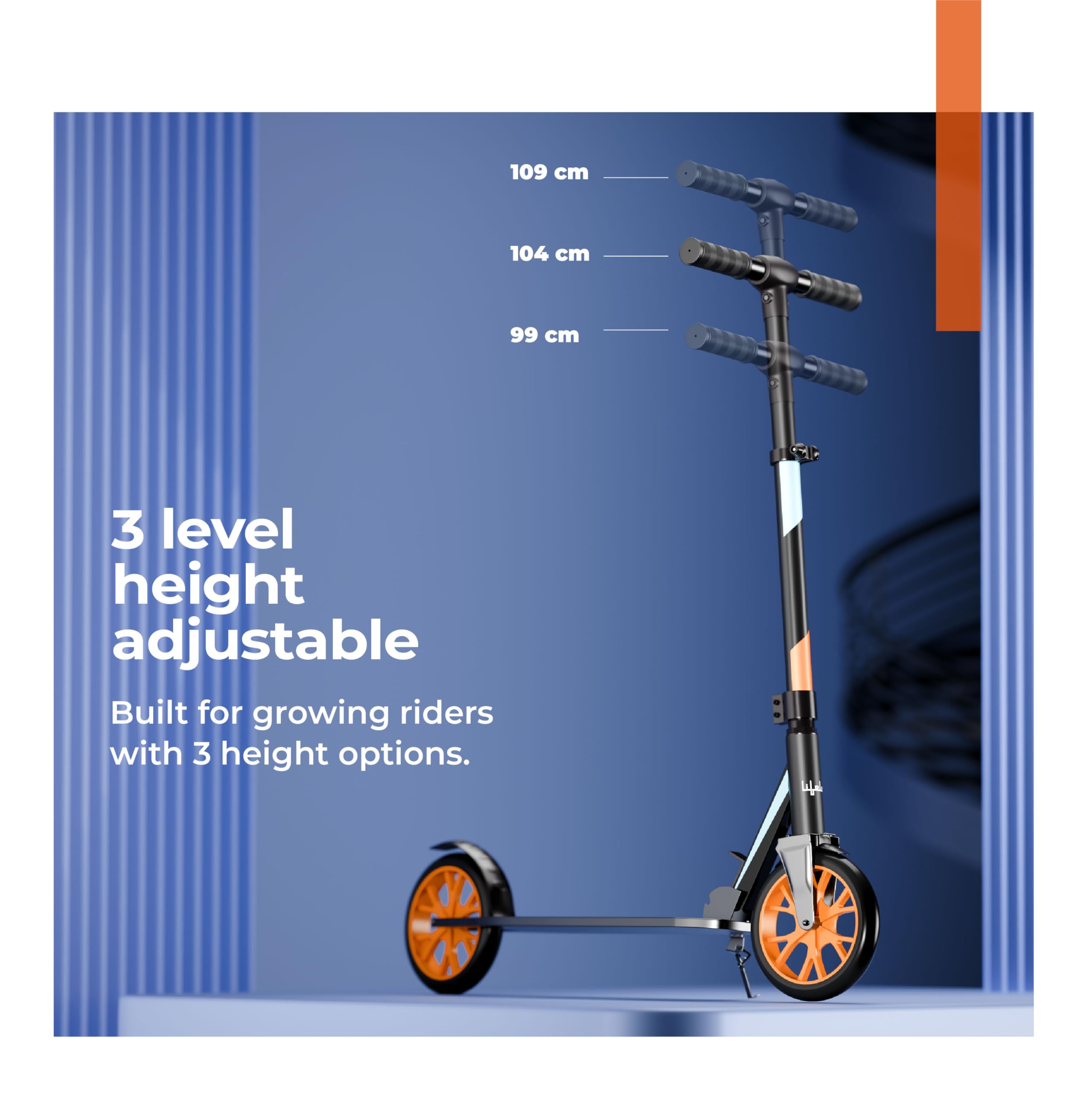 Lifelong Kick Scooter | Scooter for Kids 6-12 Boys & Girls | Foldable Adjustable Height Kick Scooter | 100 Kg Capacity | Big Wheels | Rear Brake | Outdoor Ride Gift for Kids (Green & Orange) 2