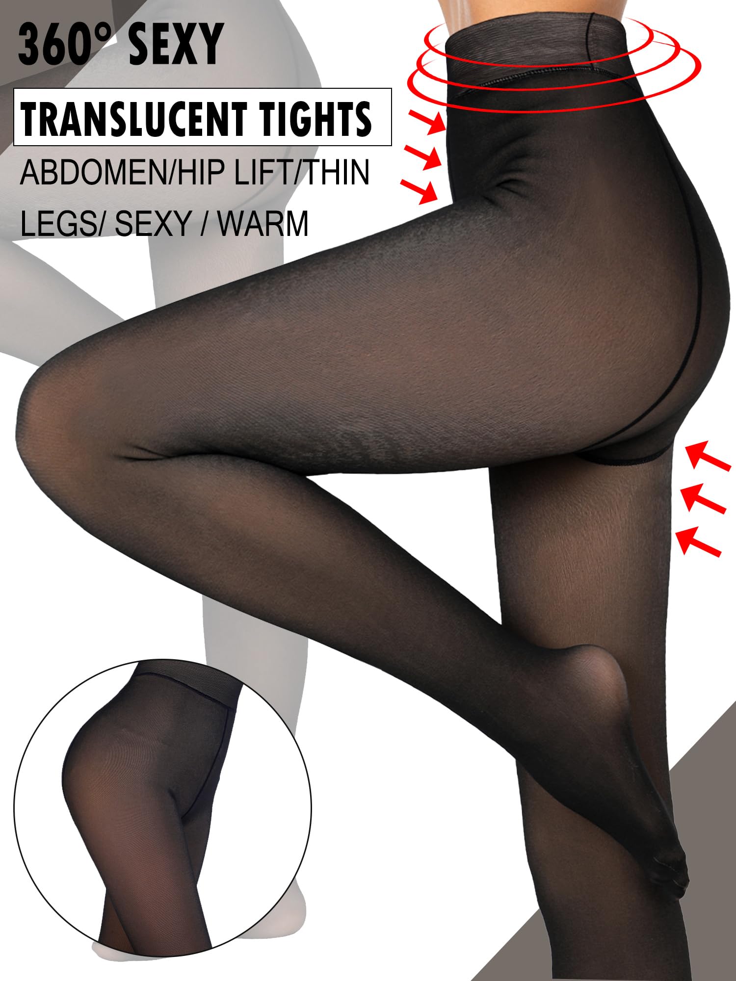 Zhanmai 4 pezzi Collant foderati in pile da donna leggings finti traslucidi caldi collant termici trasparenti calze invernali per le donne