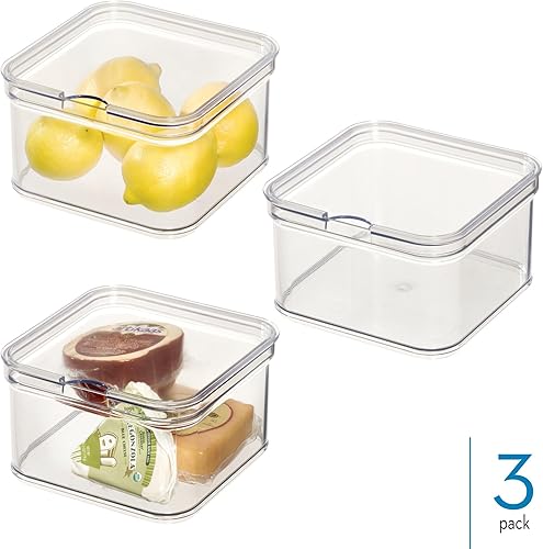 Miniatura 2 de iDesign - Contenedores organizadores apilables para nevera con tapas para productos frescos, juego de 3 unidades, transparente