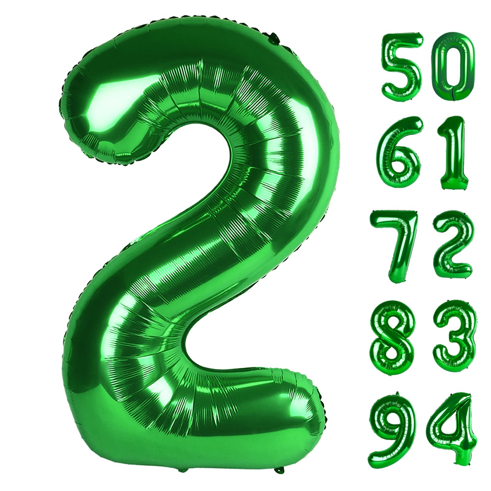 Green 2 Balloon, Number Balloons 40 Inch, 2nd Balloon Number Birthday Decorations, Second Two Birthday Party Supplies, Number 2 Balloon, St. Patrick's